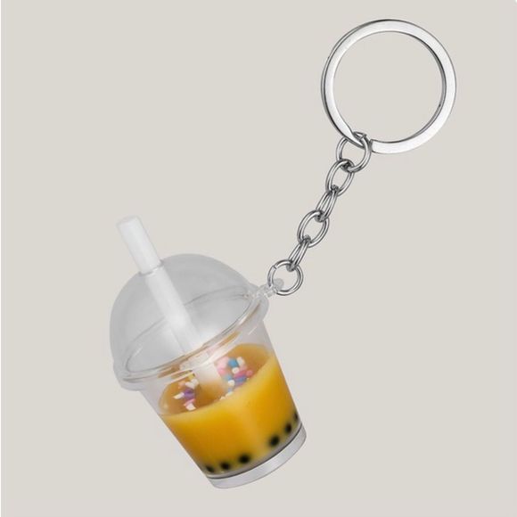 None Accessories - Bubble Tea with Boba Keychain-Large